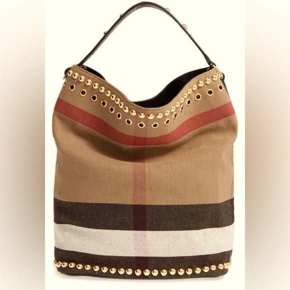 Burberry Handbags - Burberry Ashby Bag Studded House Check Canvas LIKE NEW WITH TAGS